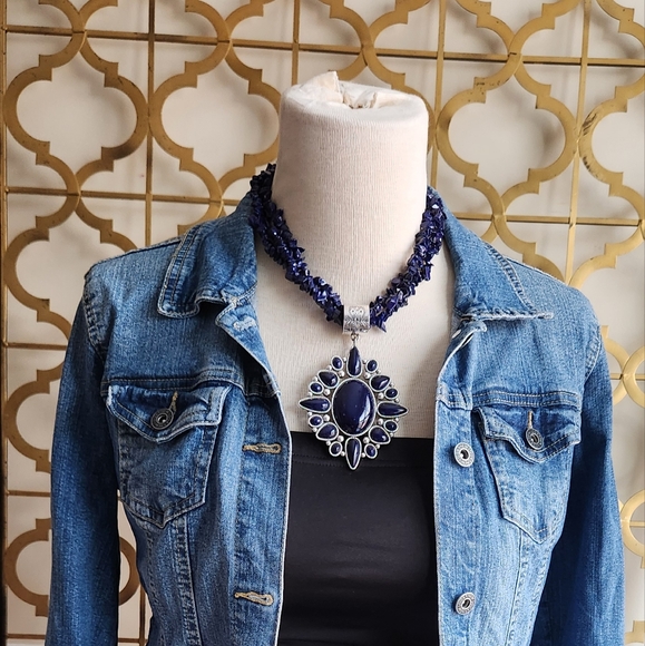 Blue Lapis Lazuli inspired Necklace with Earrings Set - Picture 16 of 17